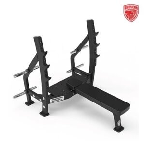 American Strength Line :  Plate-Loaded Flat Olympic Bench (Standard Flat Black) Version 2 (With Spotter Platfrom)